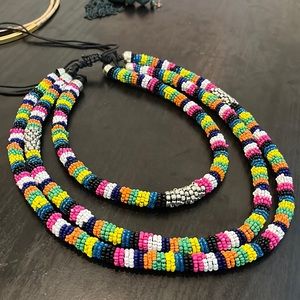 Adjustable tribal beaded necklace